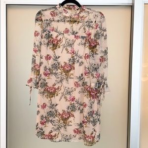 express floral chiffon high neck shift dress